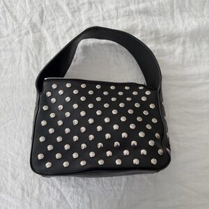 Black Studded Leather Bag Tony Bianco